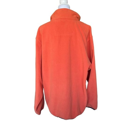 Devon & Jones Men's Sz Large Fleece Sweater Orange 2 Pockets 1/4 Zip Husky Dog - Picture 2 of 11
